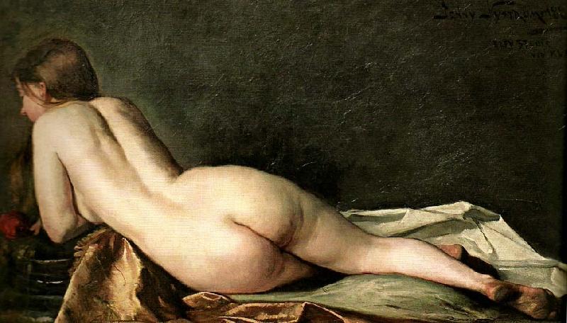 jenny nystrom liggande kvinnlig modell oil painting picture